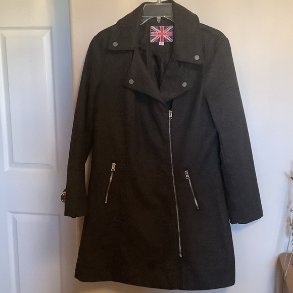 Miss London Black Trench Coat - Picture 1 of 9